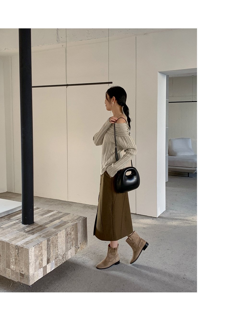 Шерстяная юбка с разрезом 2023 оптом из Китая