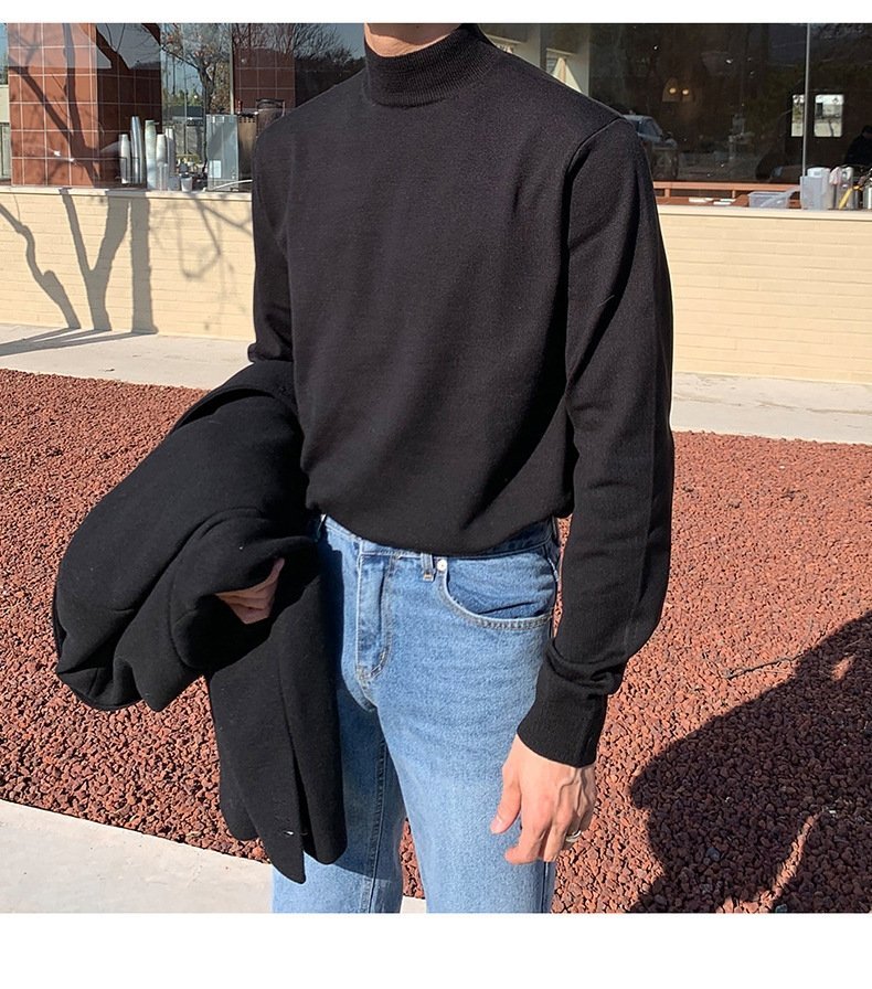 Мужской свитер с длинным рукавом и полувысоким воротником оптом