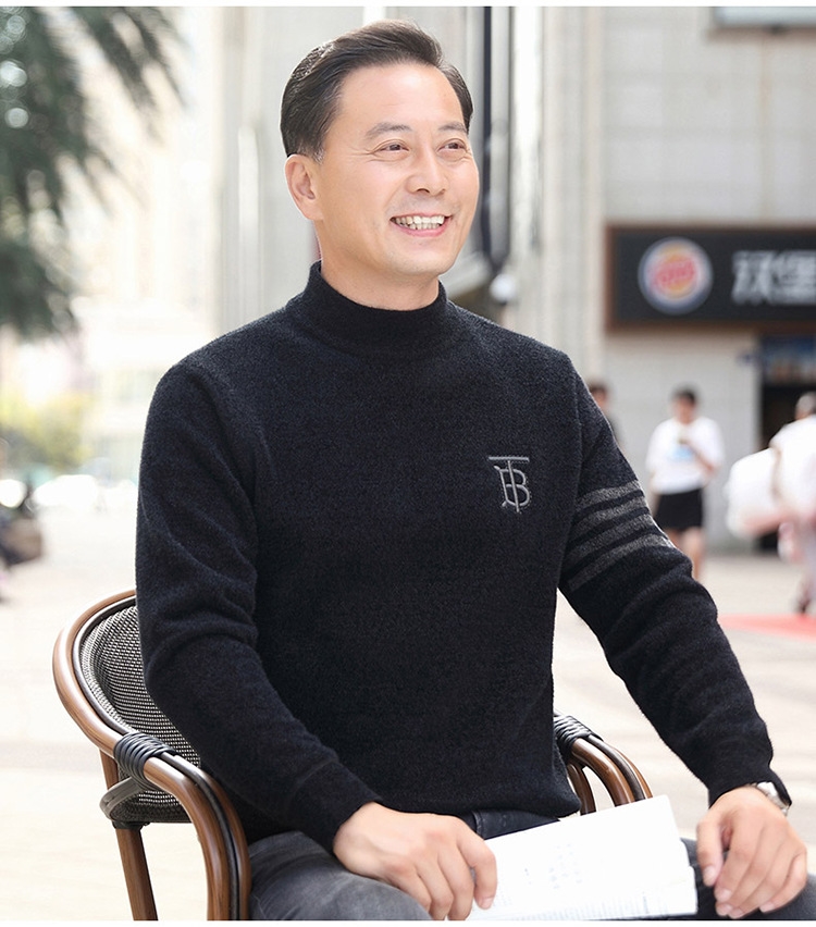 Мужской зимний свитер с утеплением и утолщенной вязкой оптом из Китая