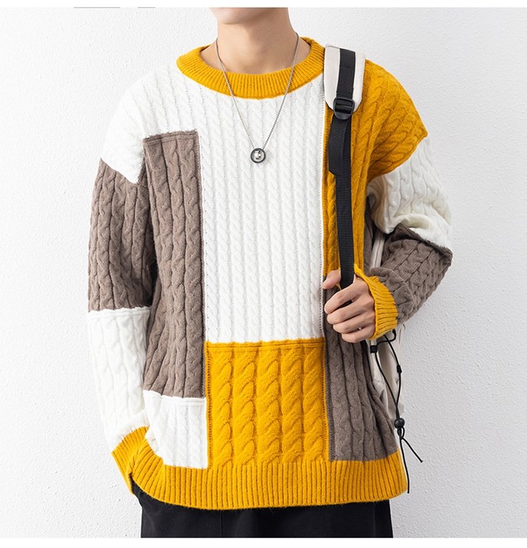 Мужской свитер с высоким воротником и свободным кроем оптом