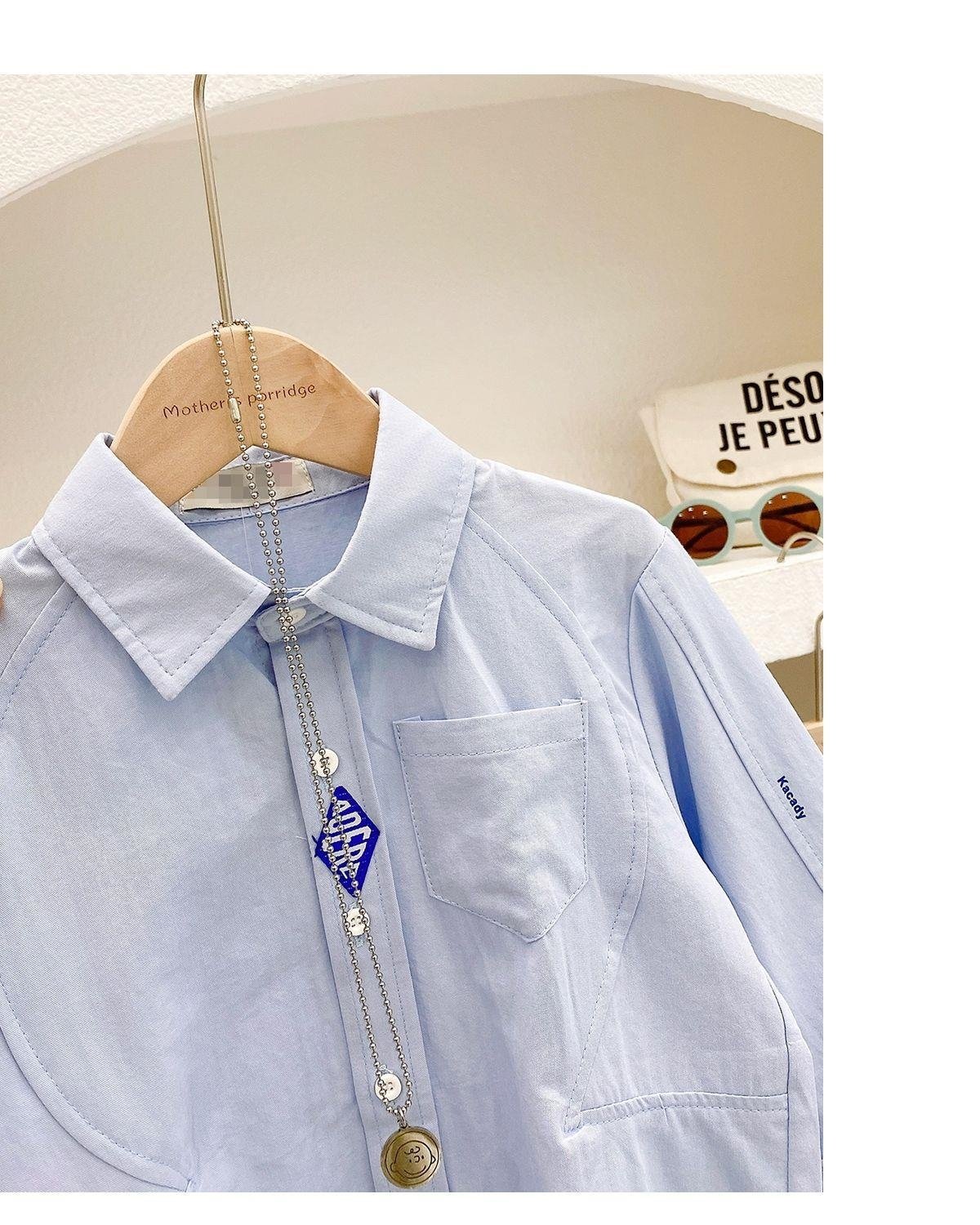 Мальчик-белая рубашка детская весна 2024 оптом из Китая