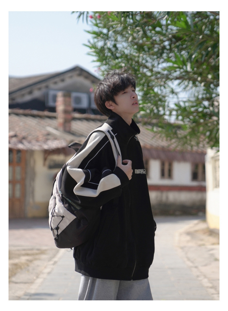 Мужская куртка с высоким воротником и принтом букв в стиле весна-осень оптом из Китая