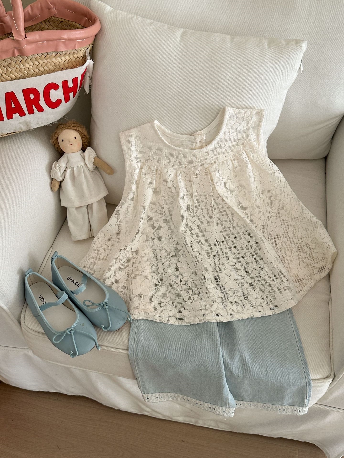 Детские джинсовые леггинсы 2024 лето оптом из Китая