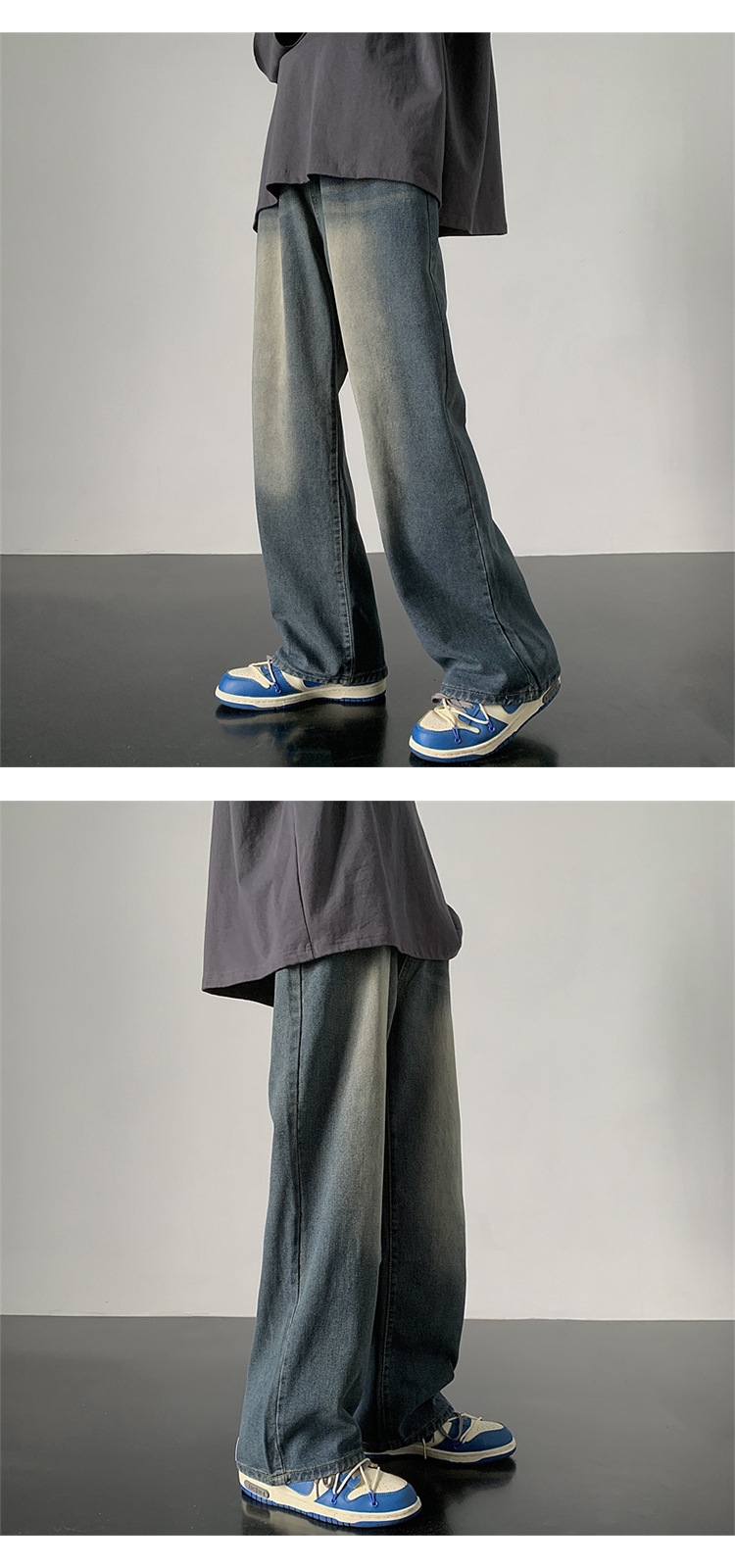 Мужские джинсы в стиле ретро с широкими брючинами 2024 весна-осень оптом из Китая