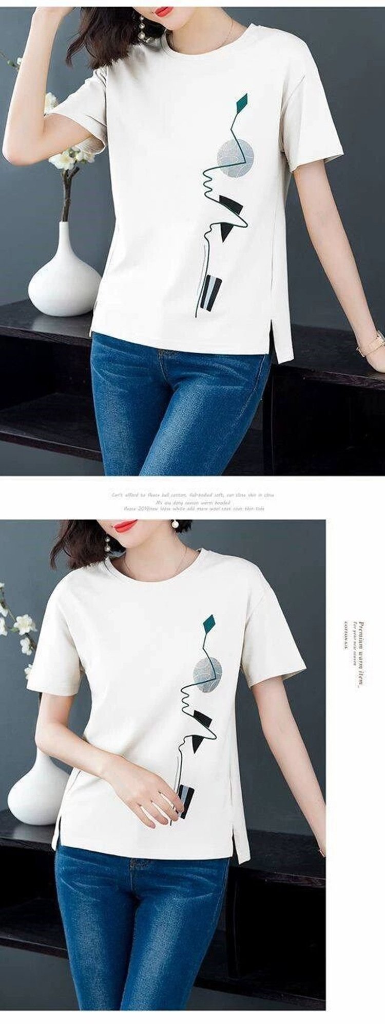 Футболка с коротким рукавом 2024 для женщин оптом