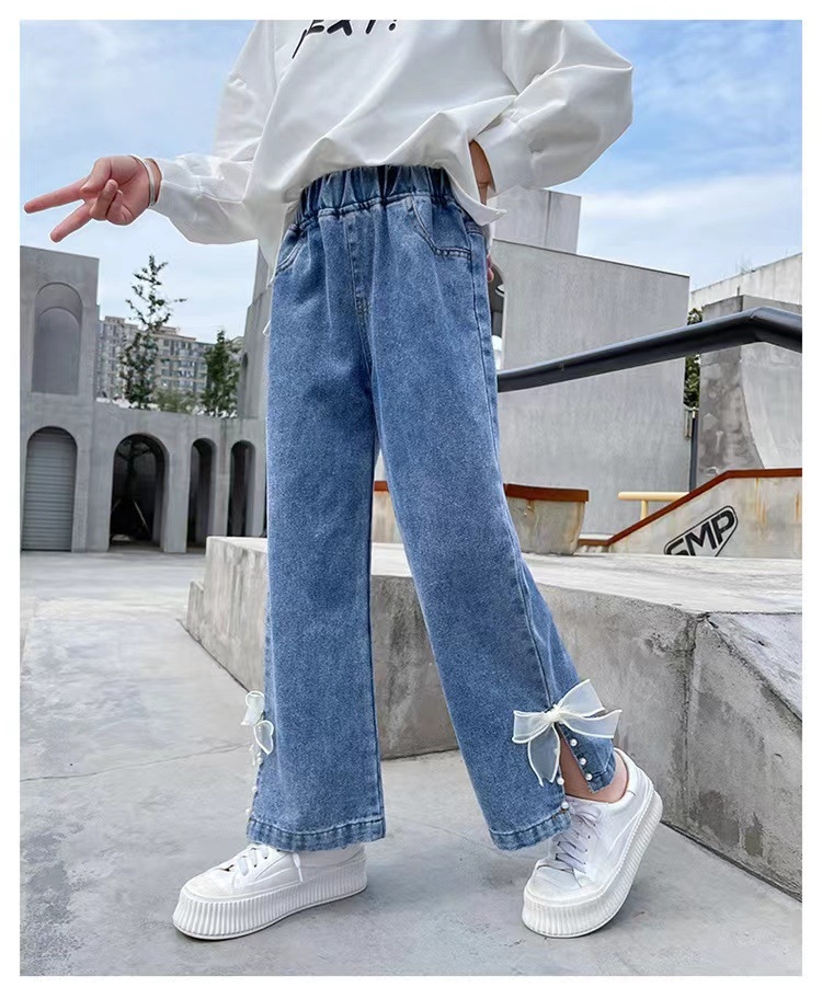 Детские джинсы с широкими штанинами оптом из Китая