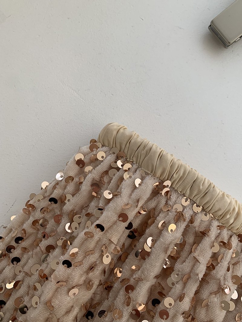 Высокая юбка с блестками из бархата оптом из Китая