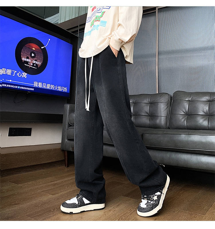 Джинсы мужские 2024 новинка весна осень тонкие американские уличные широкие прямые свободные брюки оптом из Китая