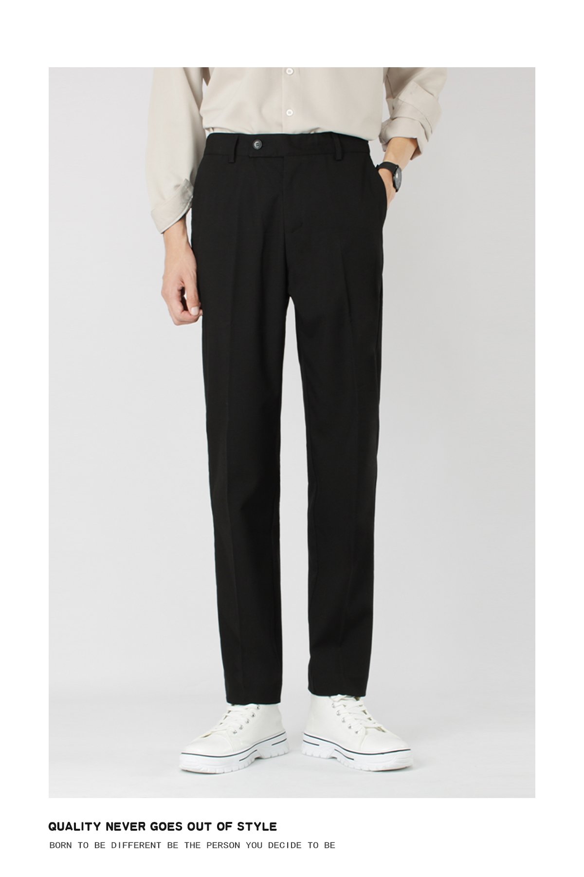 Мужские черные брюки прямого кроя с широкими штанинами оптом из Китая