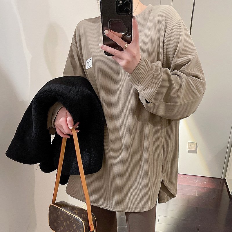 Толстовка с удлиненным рукавом и круглым вырезом оптом из Китая