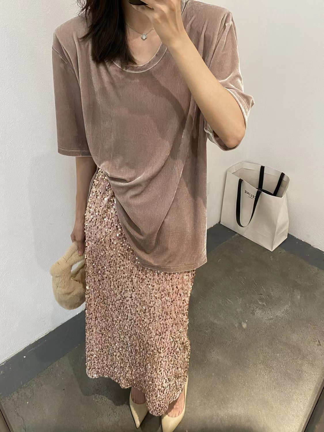 Юбка-миди с высокой талией и блестками оптом из Китая