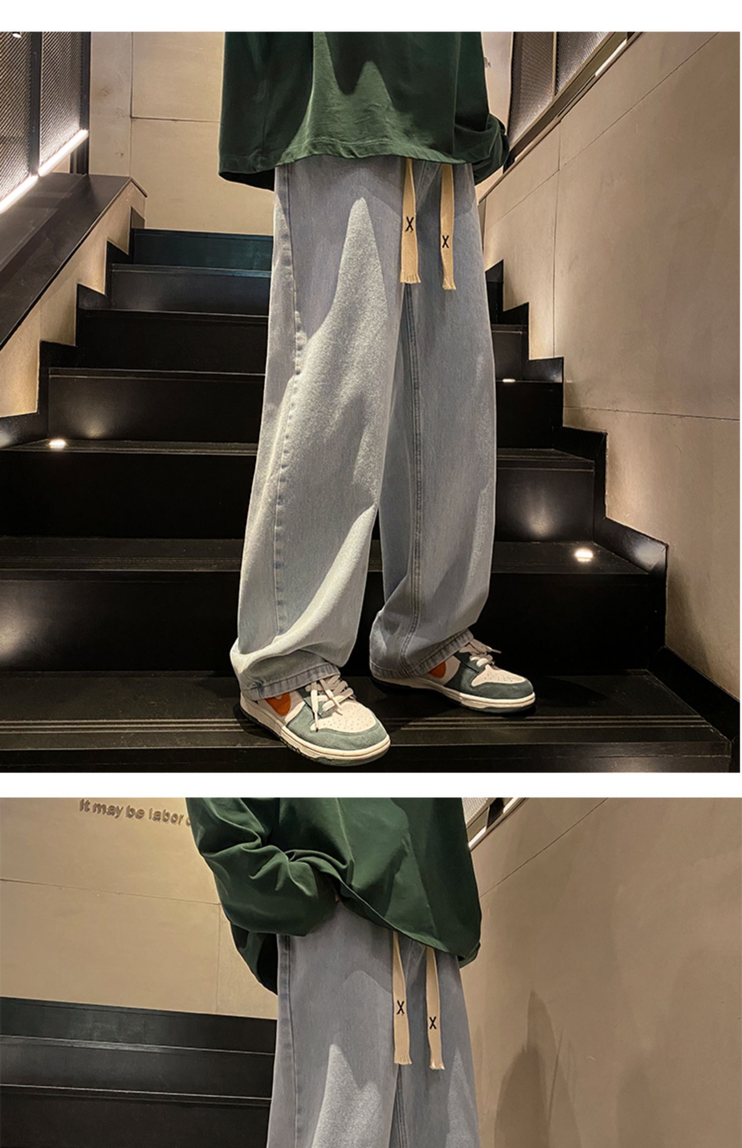 Мужские джинсы винтажного светло-голубого цвета 2024 весна оптом из Китая