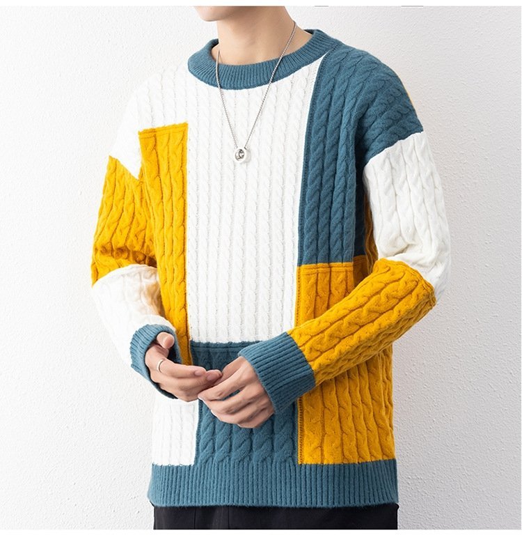 Мужской свитер с высоким воротником и свободным кроем оптом