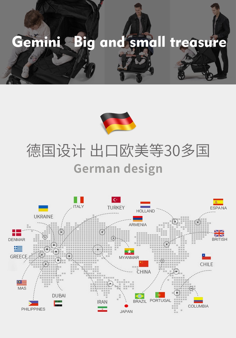 Двойная детская коляска SeeBaby T22 оптом из Китая
