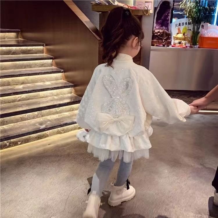 Детская куртка-бомбер с принтом зайца и бантом оптом из Китая