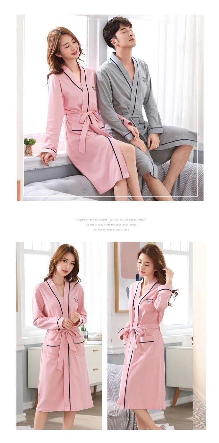 Халат для сна летний длинный сексуальный хлопковый для женщин и мужчин 100% хлопок больших размеров тонкий для пар оптом