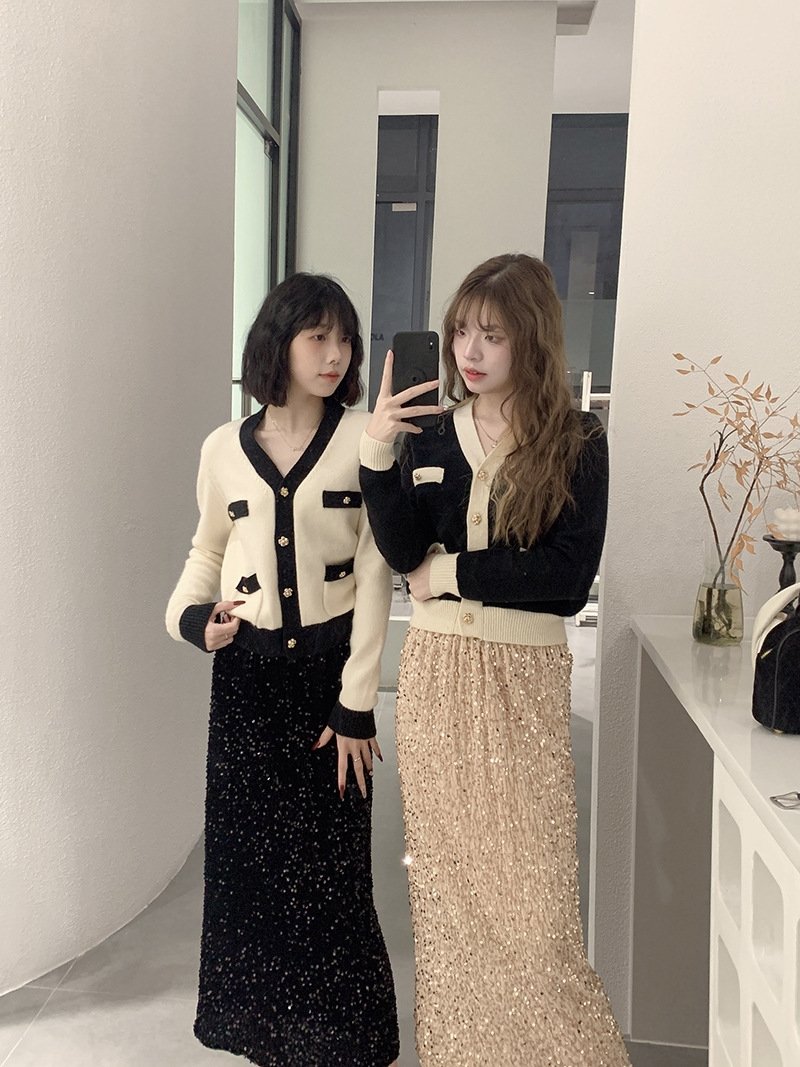 Высокая юбка с блестками из бархата оптом из Китая