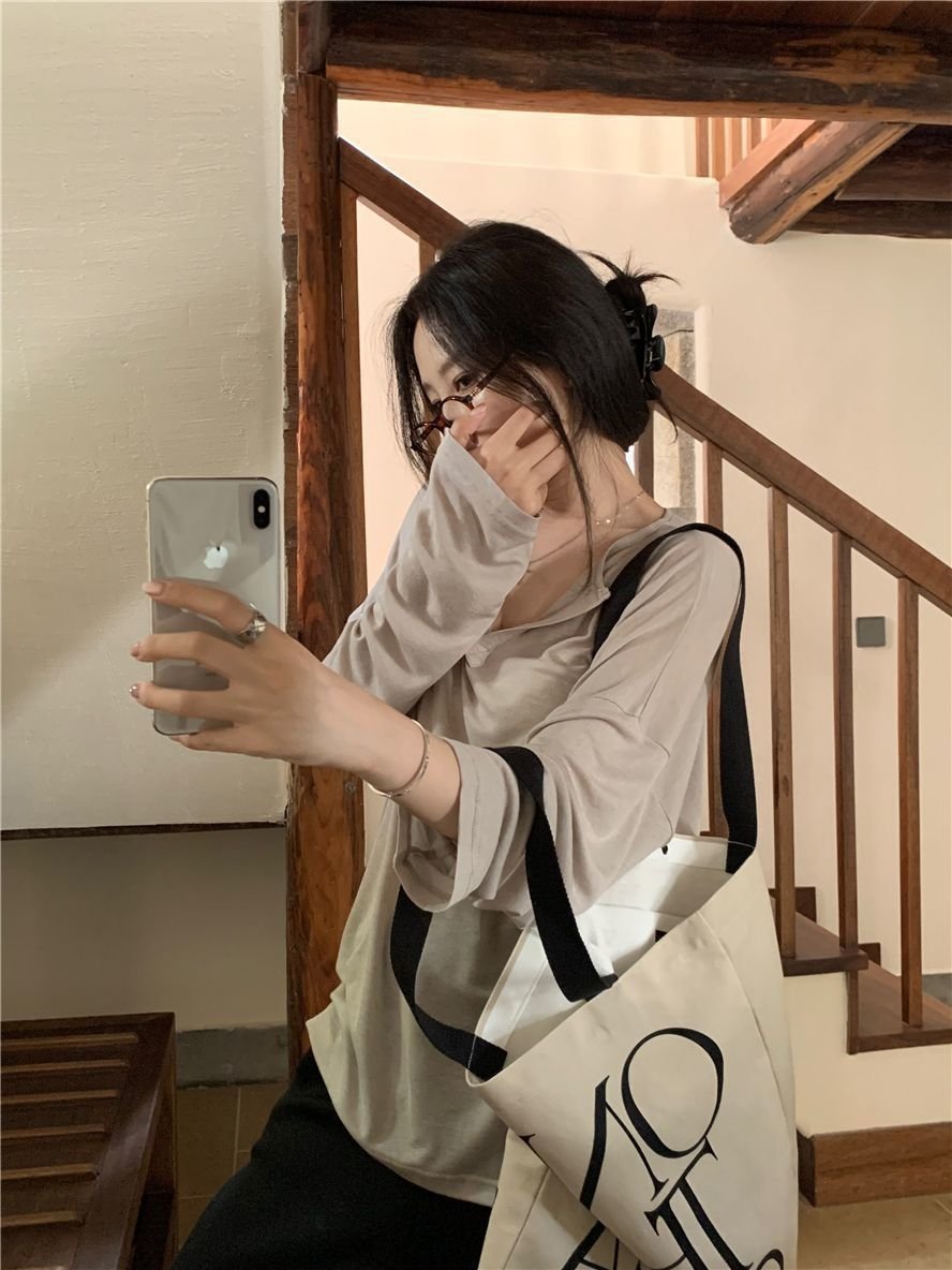 Летняя женская футболка с длинным рукавом и V-образным вырезом оптом