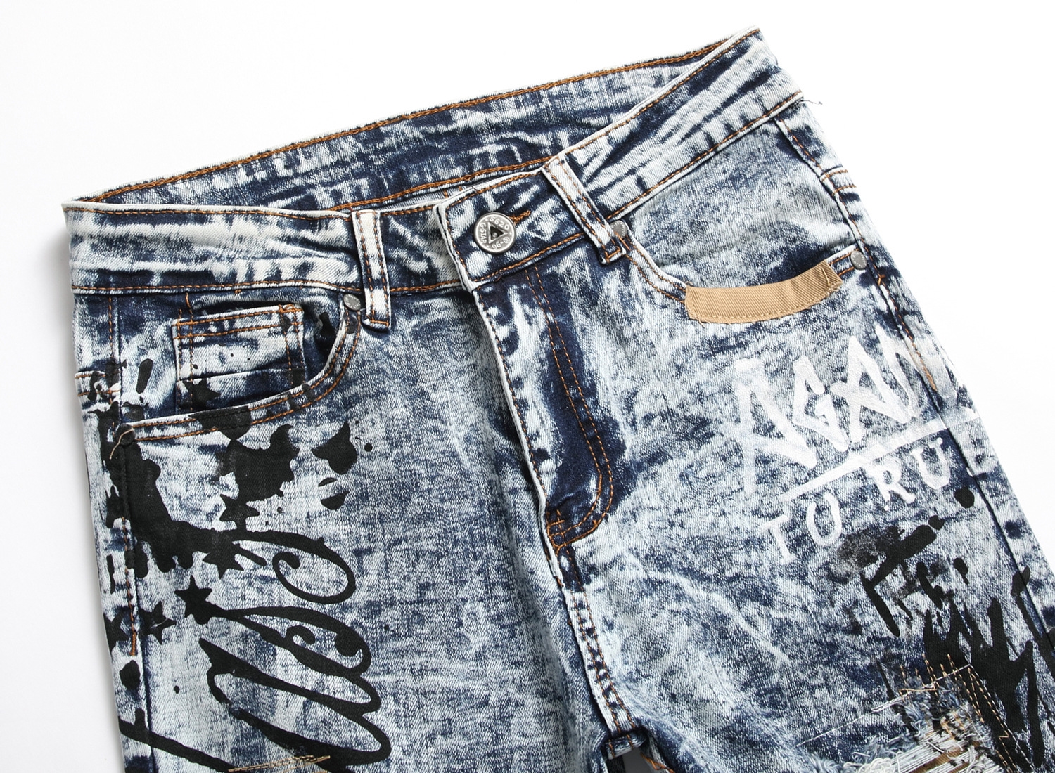 Мужские джинсы с вышивкой и принтом оптом из Китая