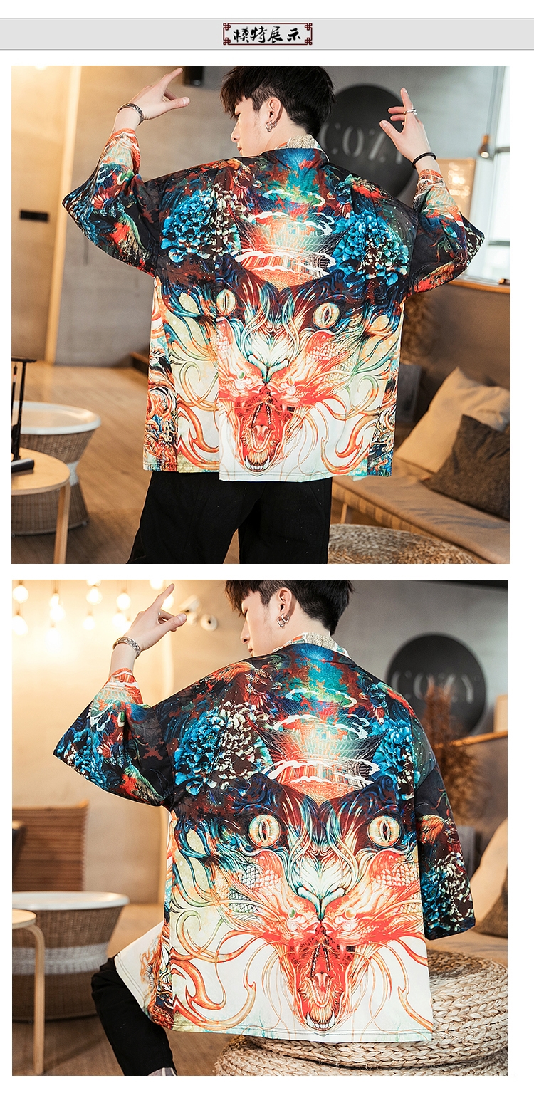 Мужская китайская рубашка с японскими элементами оптом из Китая