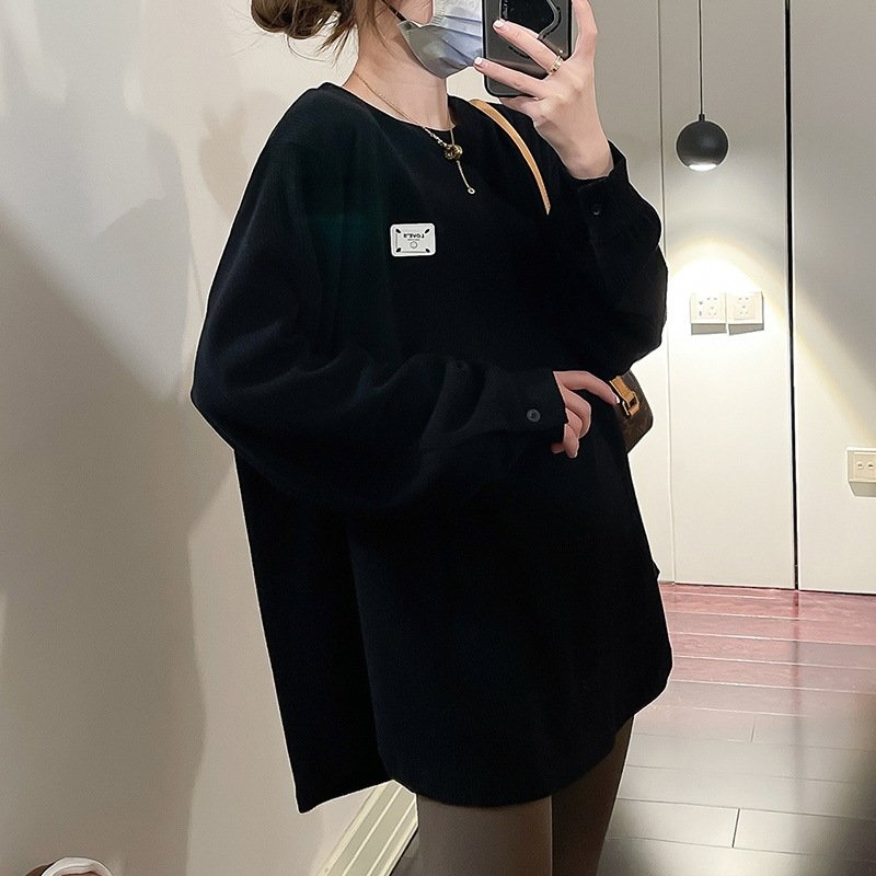 Толстовка с удлиненным рукавом и круглым вырезом оптом из Китая