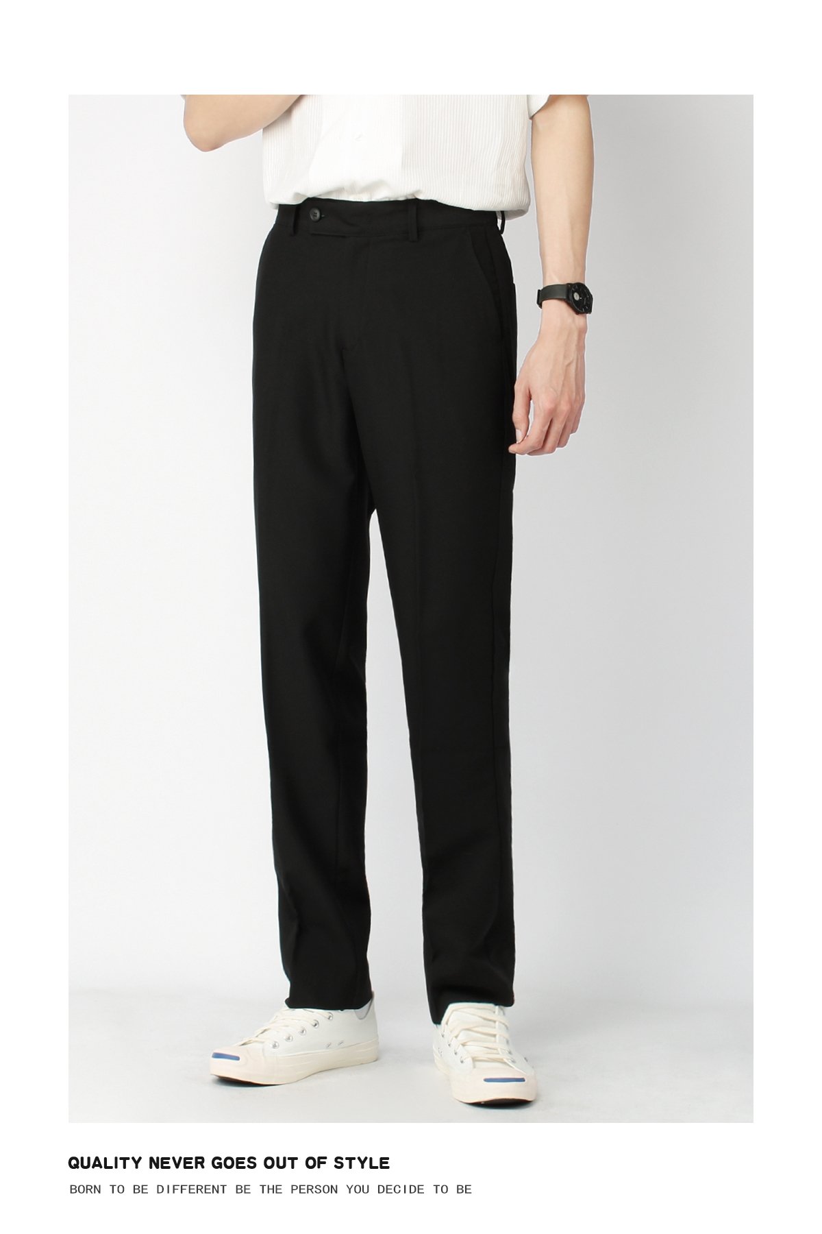 Мужские черные брюки прямого кроя с широкими штанинами оптом из Китая