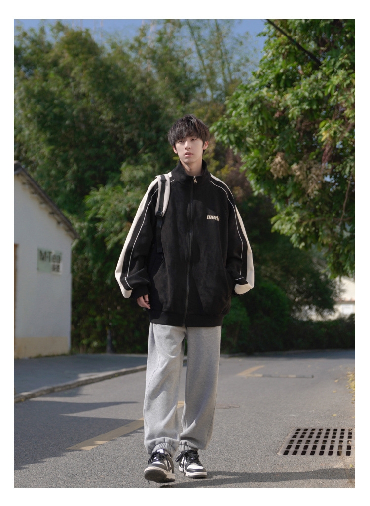 Мужская куртка с высоким воротником и принтом букв в стиле весна-осень оптом из Китая