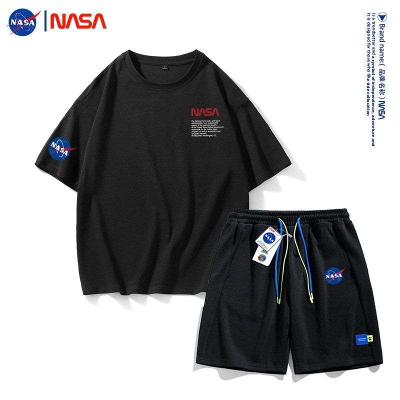 NASA Мужская и женская летняя широкая свободная хлопковая футболка с коротким рукавом для досуга и спорта оптом из Китая