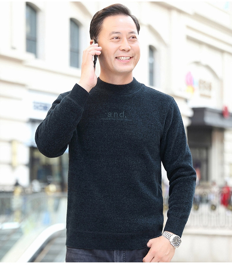 Мужской зимний свитер с утеплением и утолщенной вязкой оптом из Китая