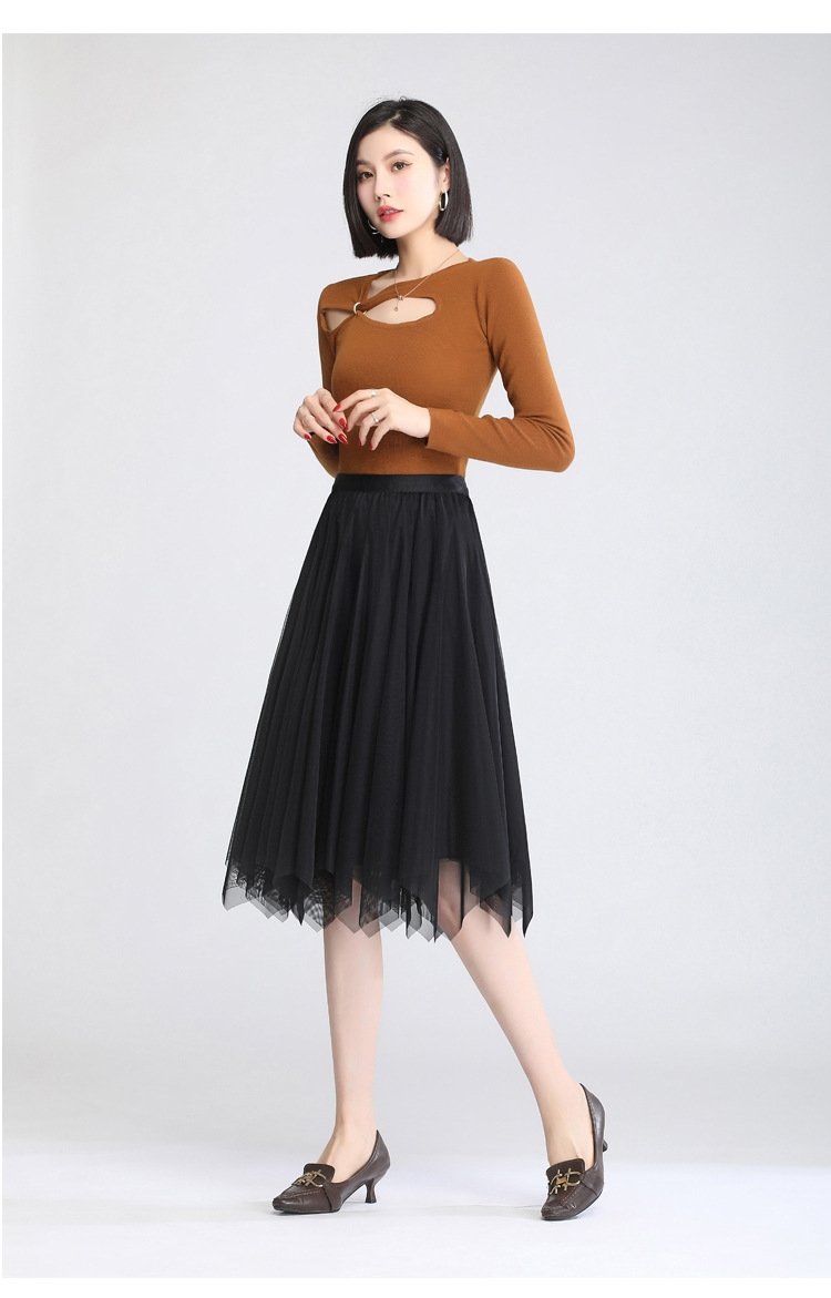 Юбка полуприлегающего силуэта с высокой талией оптом из Китая