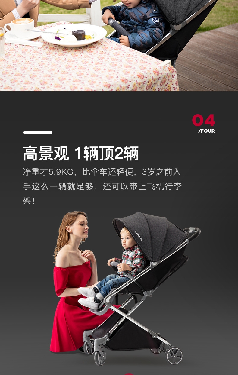 Детская коляска YUYU 8 в розовом золоте оптом из Китая