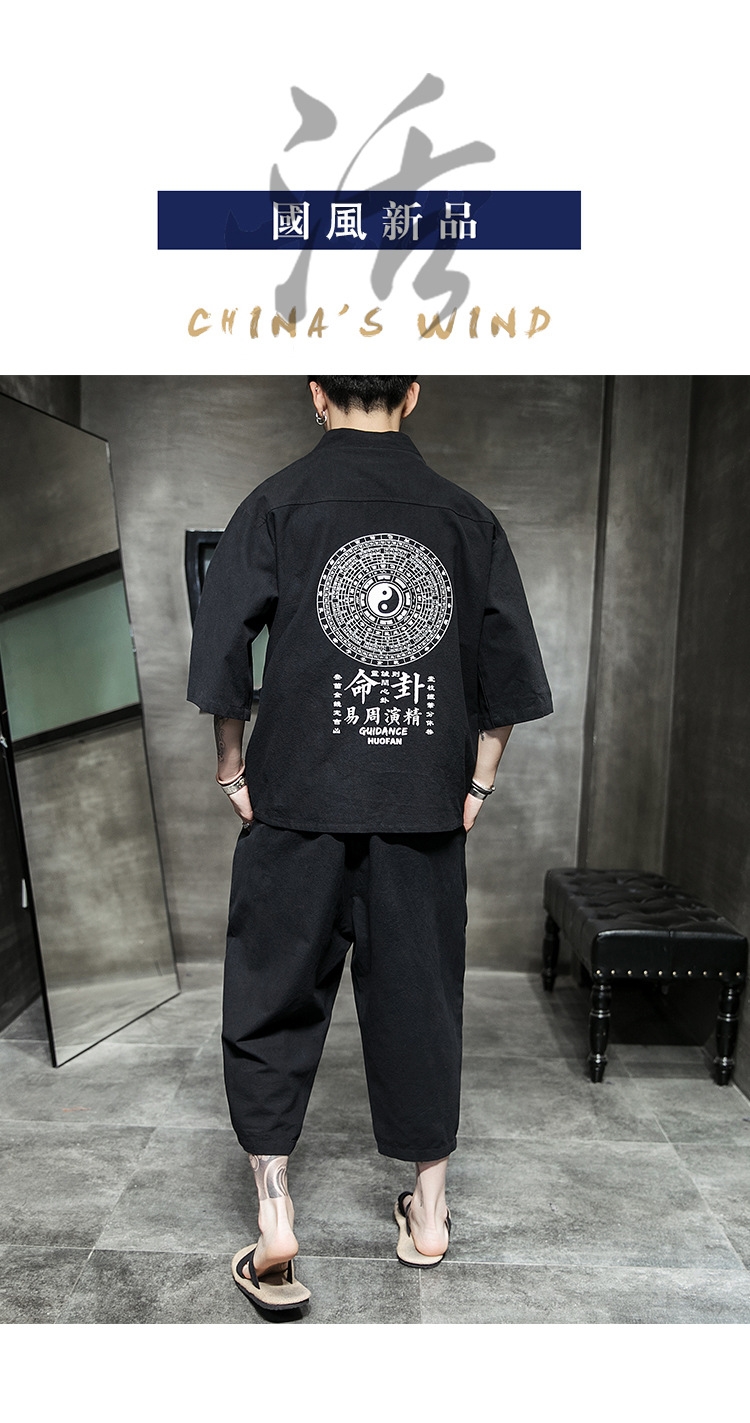 Китайский стиль льняной летний костюм для мужчин оптом из Китая