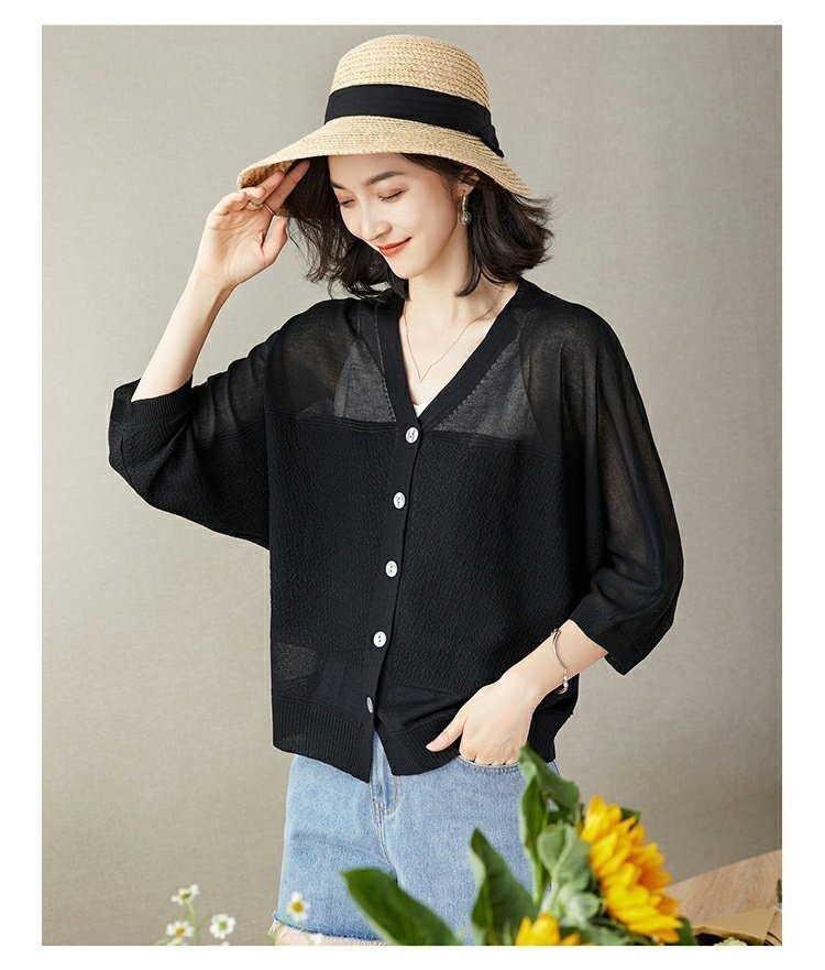 Женская летняя тонкая кардиган с объемным рукавом оптом