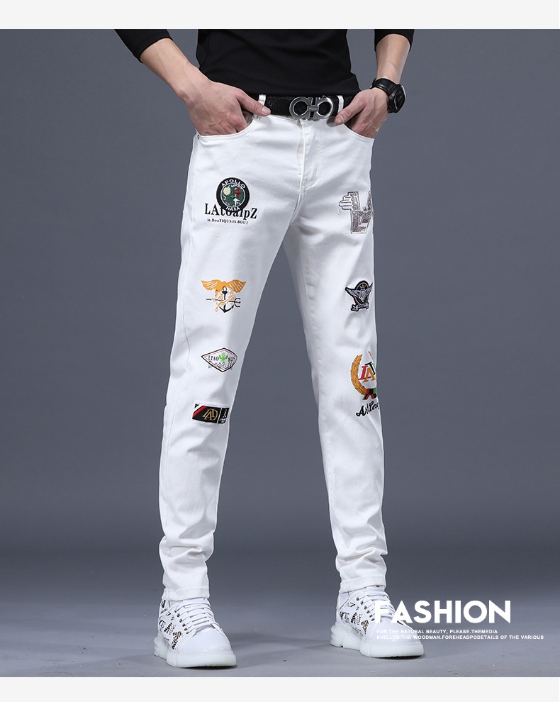 Мужские джинсы суженные белые оптом из Китая