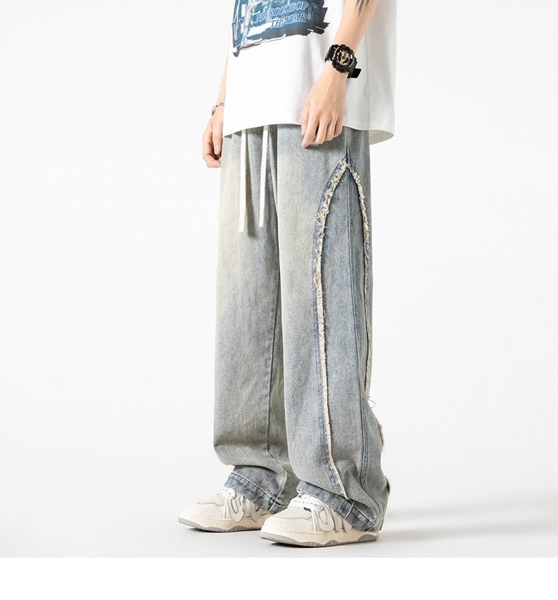 Мужские джинсы прямого кроя с высокими краями оптом из Китая