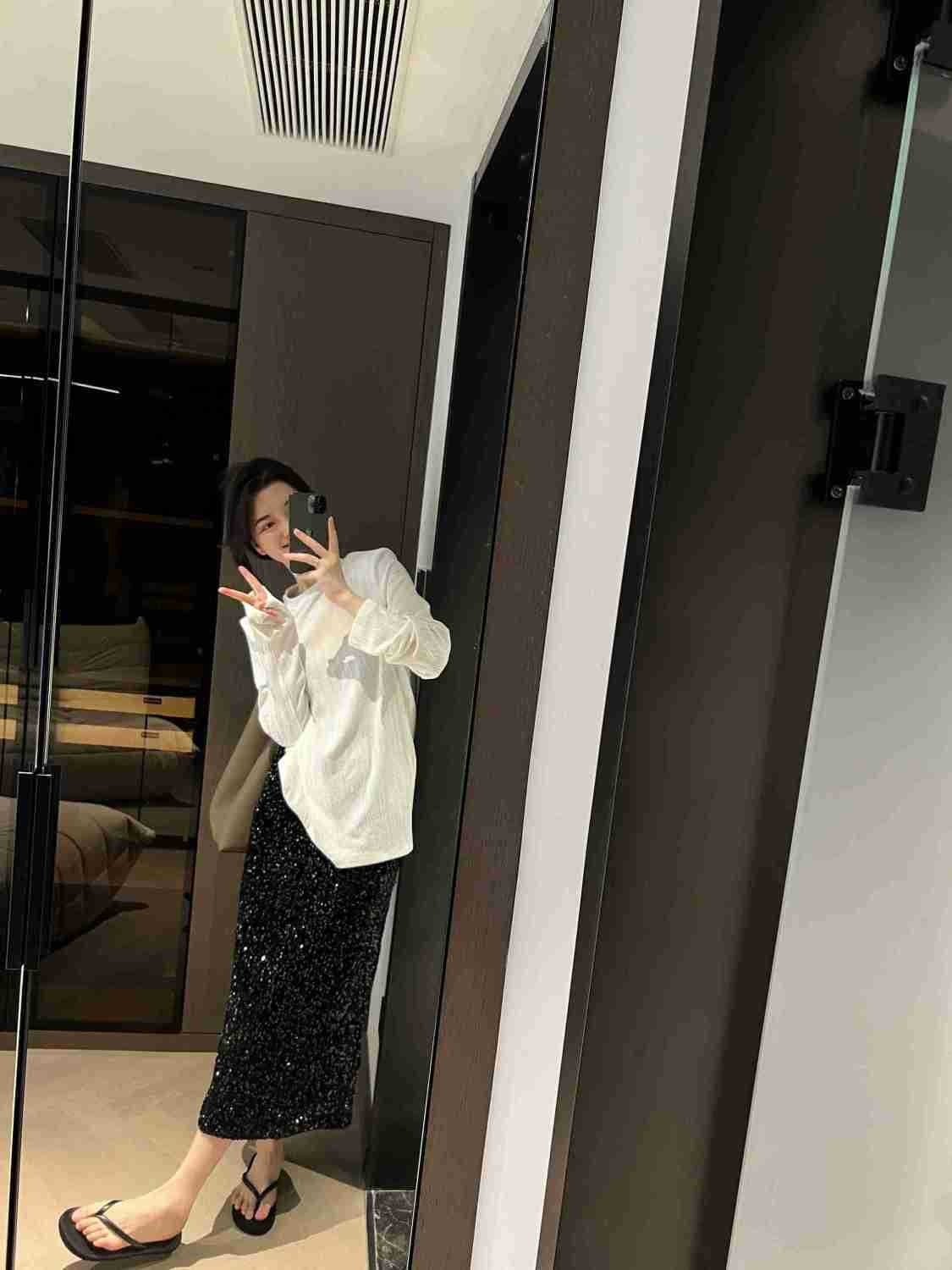 Юбка-миди с высокой талией и блестками оптом из Китая