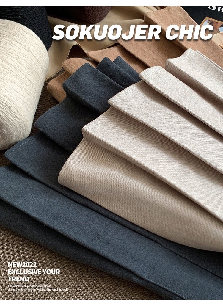 Женская юбка-плиссировка осенне-зимняя новинка из плотной шерсти с высокой посадкой, черного цвета, подчеркивающая стройность, большой размер A-силуэт оптом из Китая