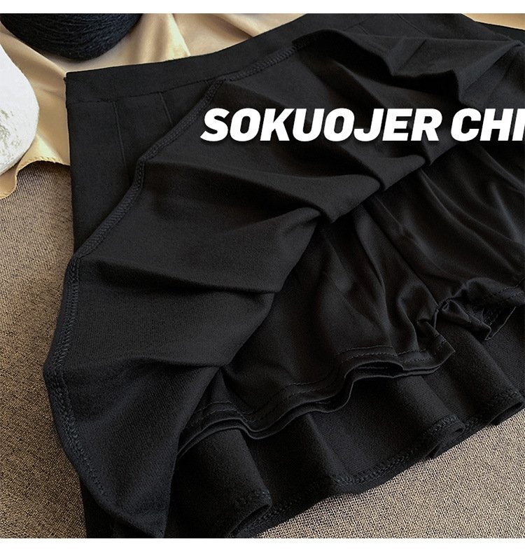 Женская юбка-плиссировка осенне-зимняя новинка из плотной шерсти с высокой посадкой, черного цвета, подчеркивающая стройность, большой размер A-силуэт оптом из Китая