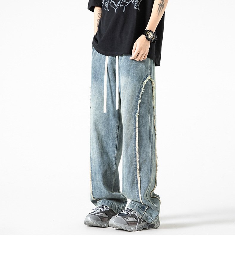 Мужские джинсы прямого кроя с высокими краями оптом из Китая