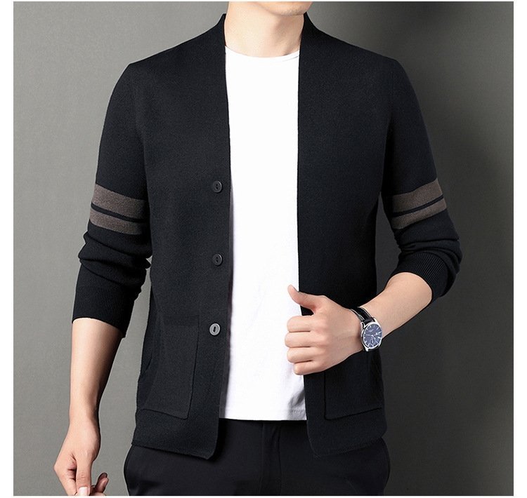 Мужская тонкая кардиган-жакет в полоску оптом