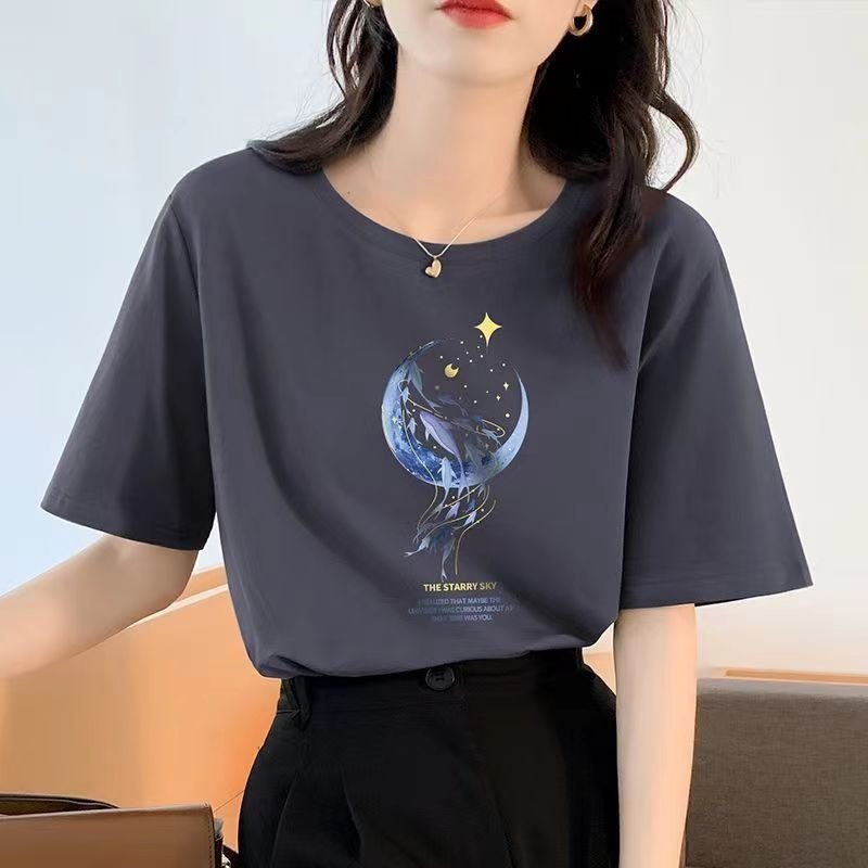 Женская футболка из чистого хлопка 2024 летняя новая модель оптом