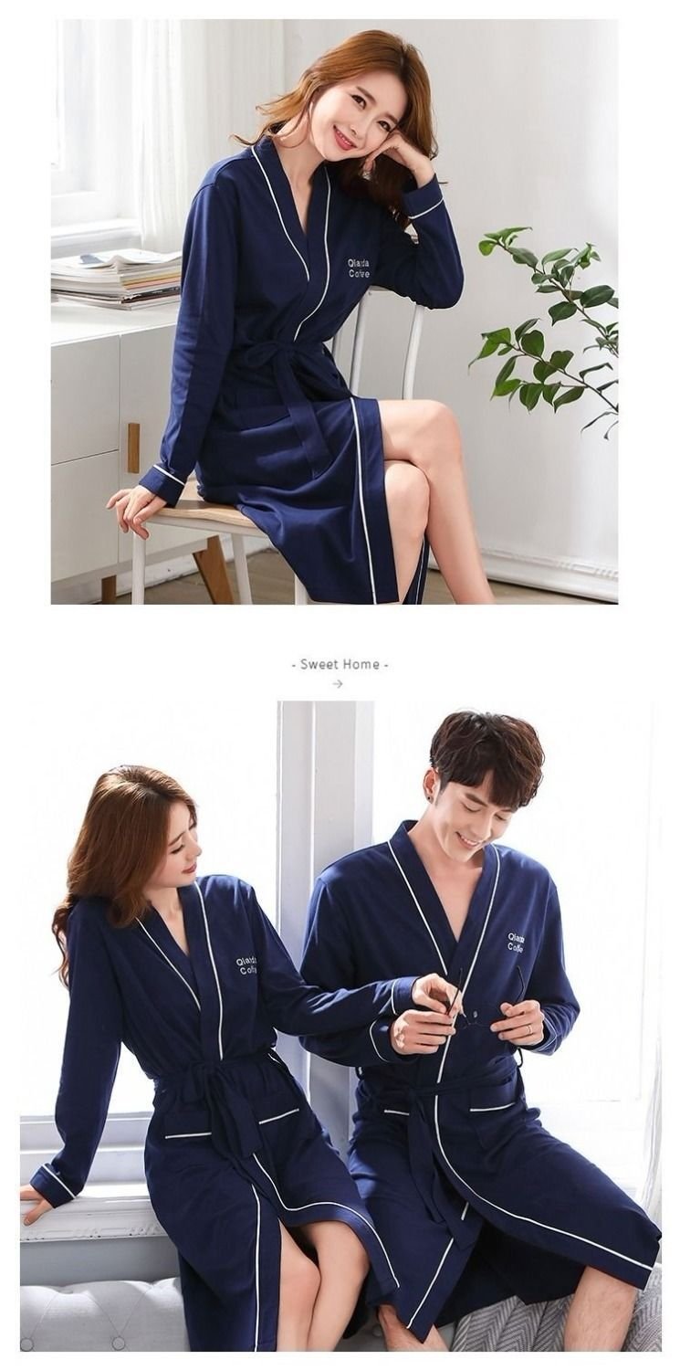 Халат для сна летний длинный сексуальный хлопковый для женщин и мужчин 100% хлопок больших размеров тонкий для пар оптом