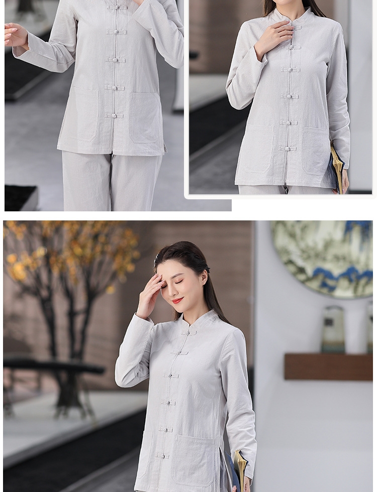 Комплект широких брюк из хлопково-ленной ткани в китайском стиле оптом из Китая