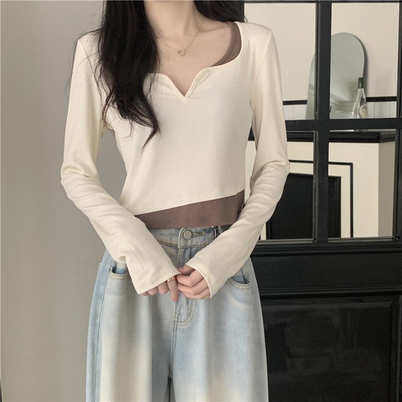 Женская футболка с длинным рукавом в ретро стиле оптом из Китая