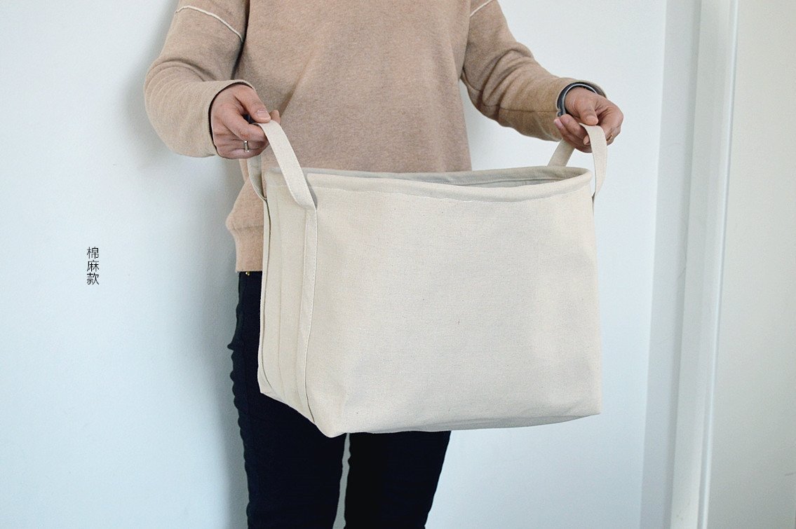 Желтая корзина для белья и вещей из хлопково-ленной ткани оптом