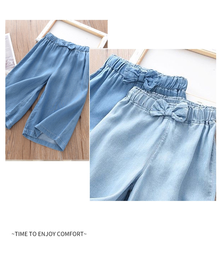 Летние джинсовые широкие штаны для девочек оптом из Китая