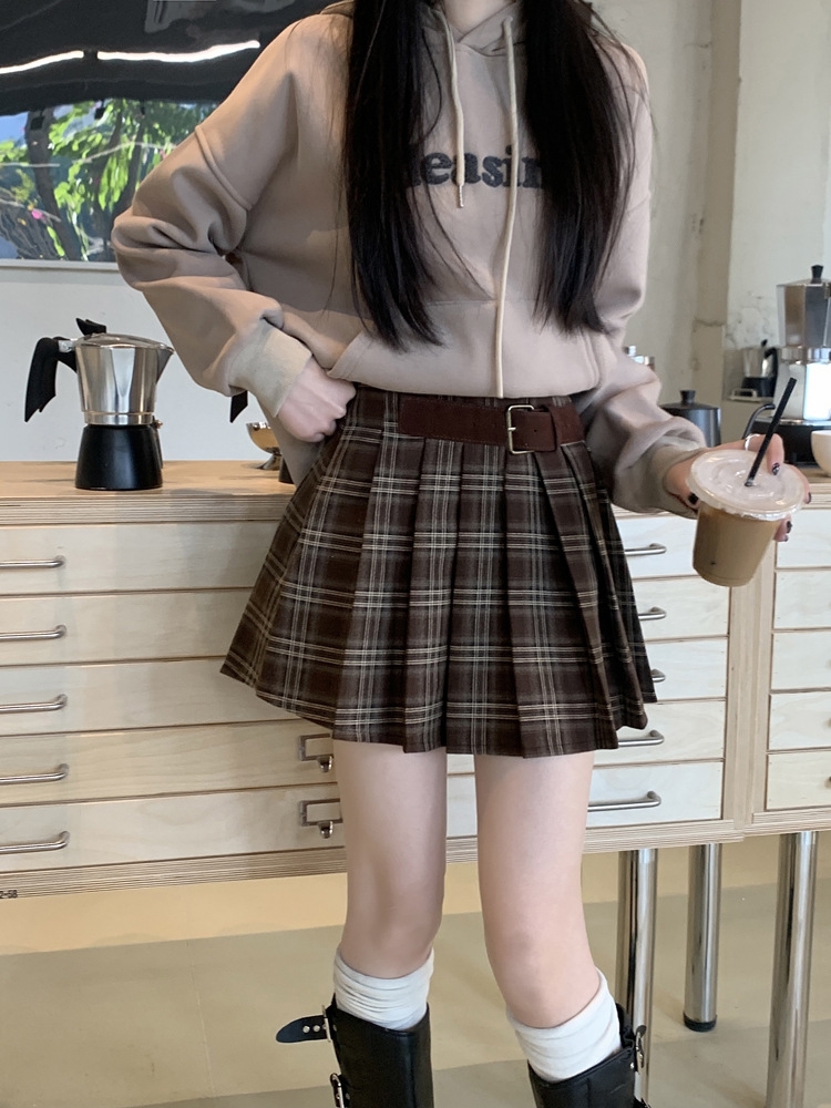 Весенняя женская клетчатая мини-юбка в американском ретро стиле оптом из Китая