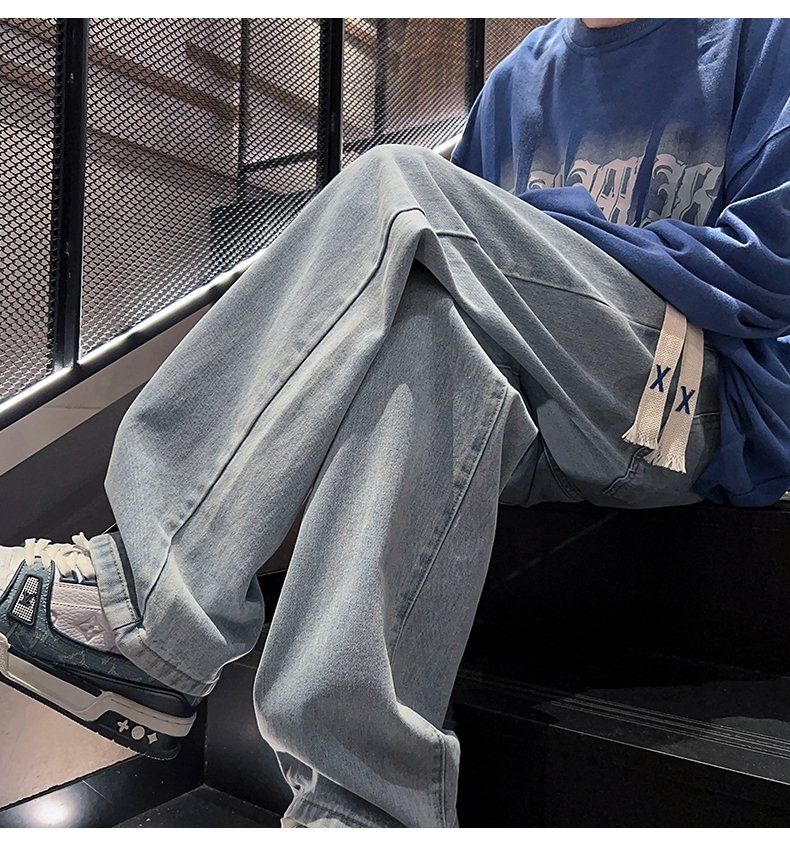 Джинсы 2024 весна мужские прямые широкие джинсы оптом из Китая