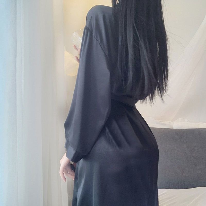 Халат для сна плюс-сайз лето 2023 в стиле бойфренд с длинным рукавом, однотонный, длинный, свободный крой, для отелей, до 200 фунтов оптом