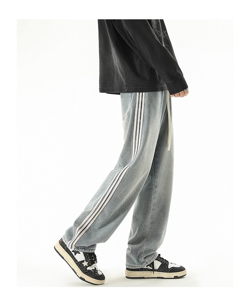 Мужские джинсы с принтом трех полосок оптом из Китая